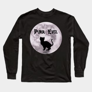 Purr Evil Moon Black Cat Long Sleeve T-Shirt